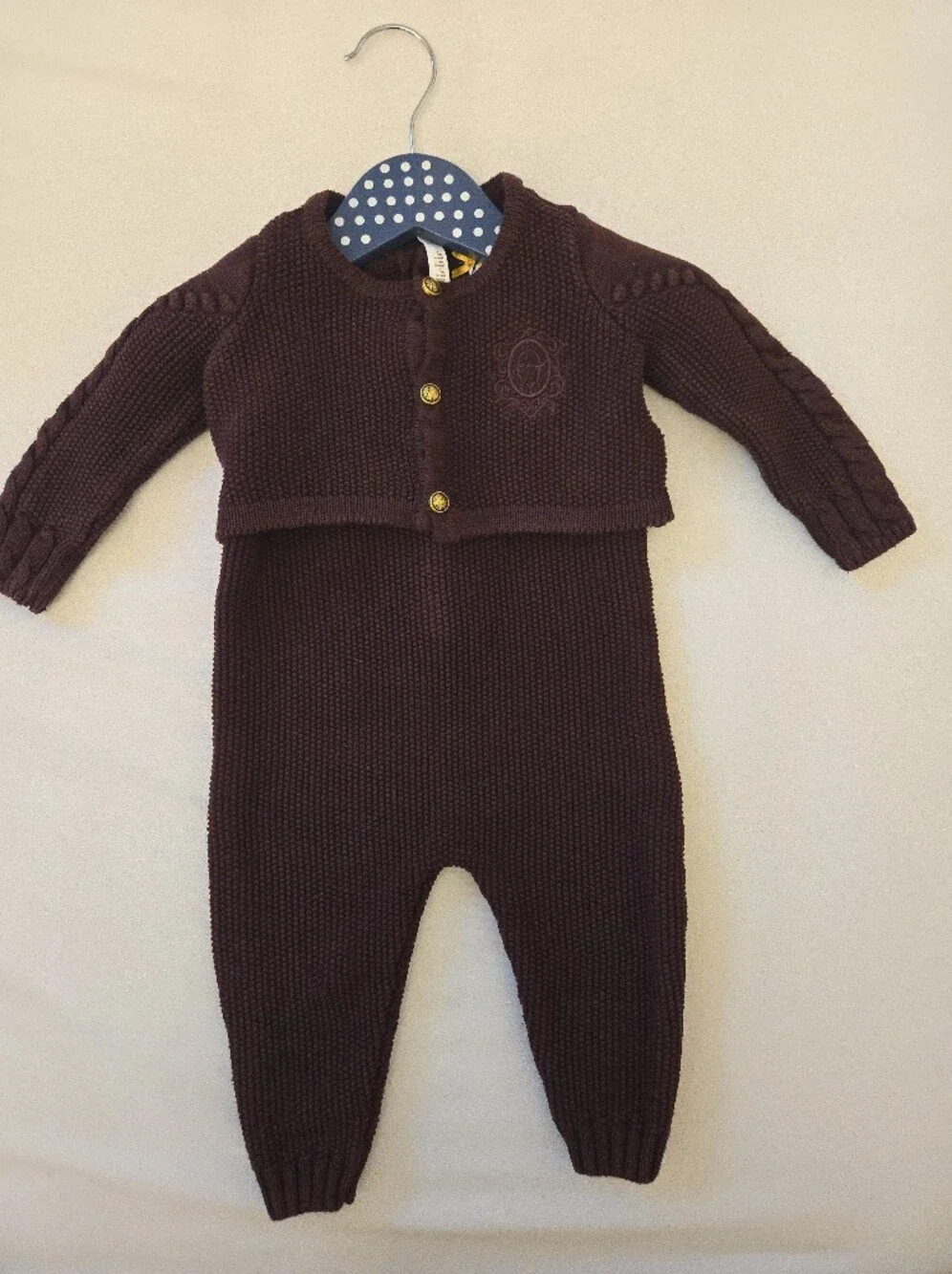 Burgundy Knit Baby One-Piece 6–12M